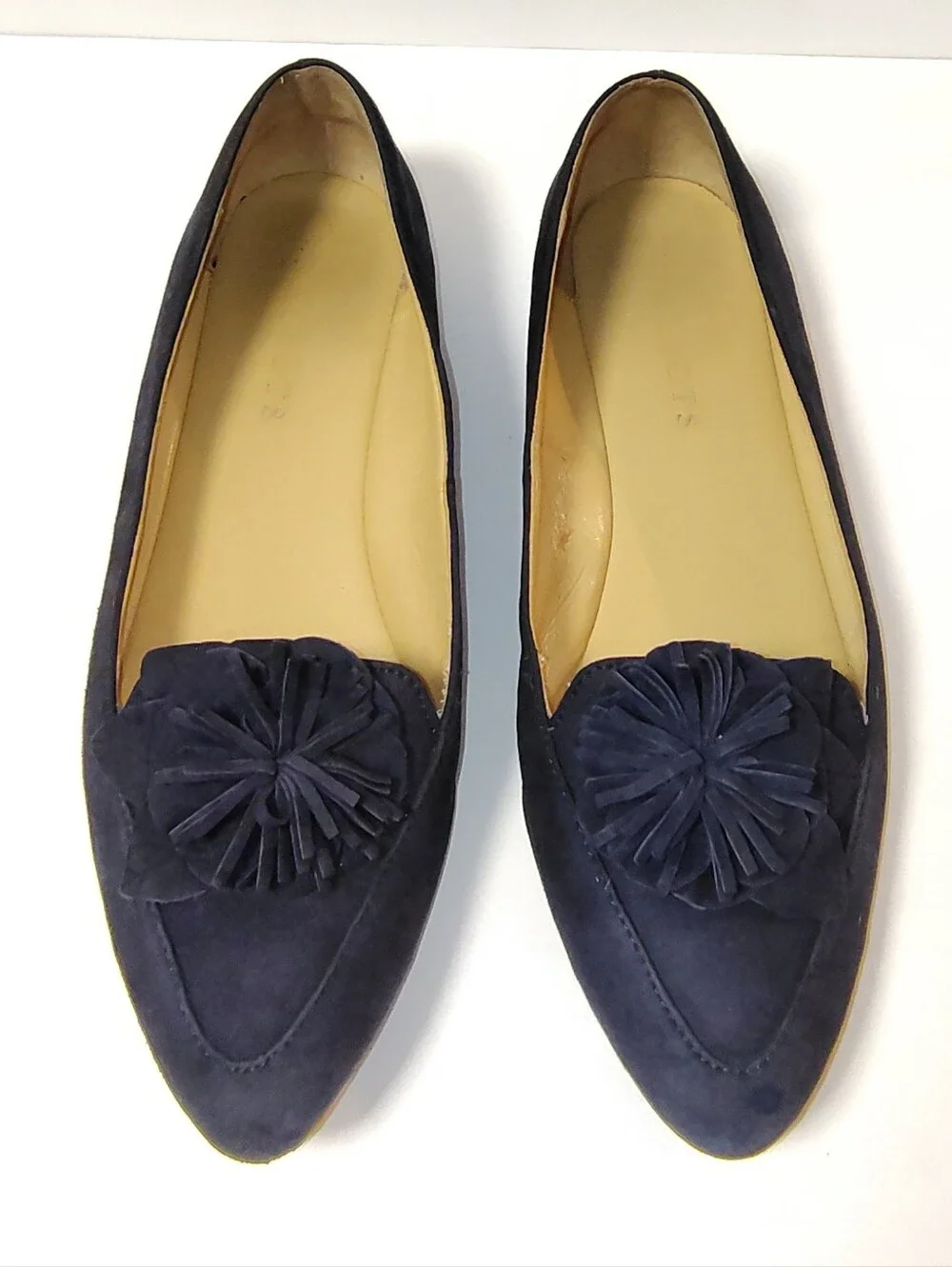 Talbots Women's Francesca Flower Suede Driving Moccasins Slip-On Flats Navy 5.5